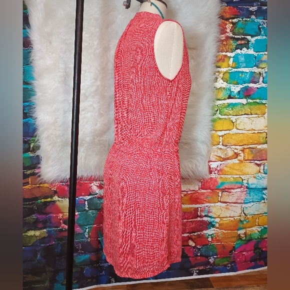 Hillary Radley Red and White Sleeveless Front Button Dress Size 6 - Picture 2 of 10